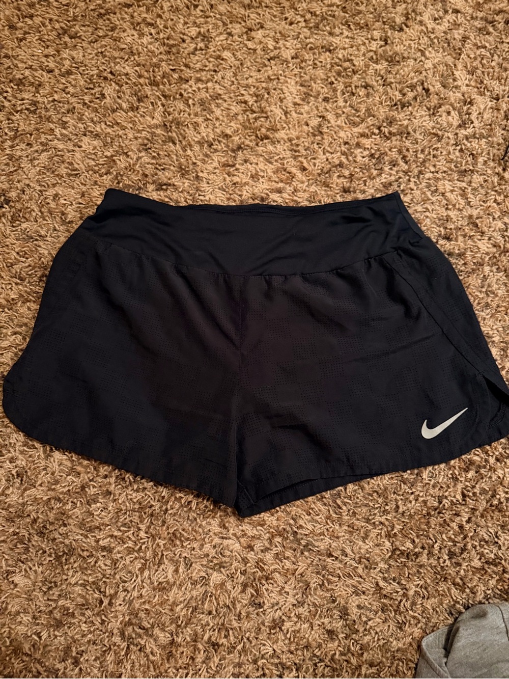 Nike Women's Black Athletic Running Shorts with White Swoosh